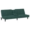 Sofa-lova su puodelių laikikliais, tamsiai žalia, aksomas