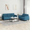 Sofa Sofos komplektas, 2 dalių, mėlynos spalvos, aksomas