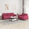 Sofa Sofos komplektas, 2 dalių, raudonojo vyno spalvos, aksomas