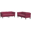 Sofa Sofos komplektas, 2 dalių, raudonojo vyno spalvos, aksomas
