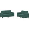 Sofa Sofos komplektas, 2 dalių, tamsiai žalios spalvos, aksomas
