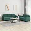 Sofa Sofos komplektas, 2 dalių, tamsiai žalios spalvos, aksomas