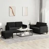 Sofa Sofos komplektas, 3 dalių, juodos spalvos, aksomas