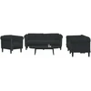 Sofa Sofos komplektas, 3 dalių, juodos spalvos, aksomas