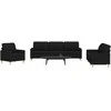 Sofa Sofos komplektas, 3 dalių, juodos spalvos, audinys