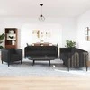 Sofa Sofos komplektas, 3 dalių, juodos spalvos, audinys