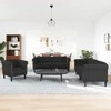 Sofa Sofos komplektas, 3 dalių, juodos spalvos, aksomas