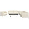 Sofa Sofos komplektas, 3 dalių, kreminės spalvos, audinys