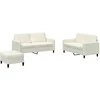 Sofa Sofos komplektas, 3 dalių, kreminės spalvos, aksomas