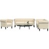 Sofa Sofos komplektas, 3 dalių, kreminės spalvos, audinys