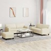 Sofa Sofos komplektas, 3 dalių, kreminės spalvos, dirbtinė oda