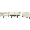 Sofa Sofos komplektas, 3 dalių, kreminės spalvos, aksomas
