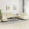 Sofa Sofos komplektas, 3 dalių, kreminės spalvos, audinys
