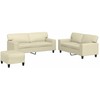 Sofa Sofos komplektas, 3 dalių, kreminės spalvos, dirbtinė oda