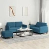 Sofa Sofos komplektas, 3 dalių, mėlynos spalvos, aksomas