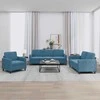 Sofa Sofos komplektas, 3 dalių, mėlynos spalvos, aksomas