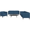 Sofa Sofos komplektas, 3 dalių, mėlynos spalvos, audinys
