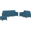 Sofa Sofos komplektas, 3 dalių, mėlynos spalvos, aksomas