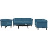 Sofa Sofos komplektas, 3 dalių, mėlynos spalvos, aksomas