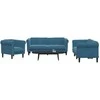 Sofa Sofos komplektas, 3 dalių, mėlynos spalvos, aksomas