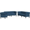 Sofa Sofos komplektas, 3 dalių, mėlynos spalvos, audinys