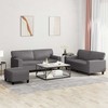 Sofa Sofos komplektas, 3 dalių, pilkos spalvos, dirbtinė oda