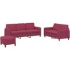 Sofa Sofos komplektas, 3 dalių, raudonojo vyno spalvos, aksomas