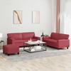 Sofa Sofos komplektas, 3 dalių, raudonojo vyno spalvos, dirbtinė oda