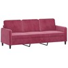 Sofa Sofos komplektas, 3 dalių, raudonojo vyno spalvos, aksomas