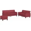 Sofa Sofos komplektas, 3 dalių, raudonojo vyno spalvos, dirbtinė oda