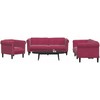 Sofa Sofos komplektas, 3 dalių, raudonojo vyno spalvos, aksomas