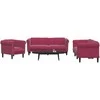 Sofa Sofos komplektas, 3 dalių, raudonojo vyno spalvos, aksomas