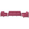 Sofa Sofos komplektas, 3 dalių, raudonojo vyno spalvos, aksomas