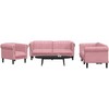 Sofa Sofos komplektas, 3 dalių, rožinės spalvos, aksomas