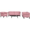Sofa Sofos komplektas, 3 dalių, rožinės spalvos, aksomas