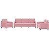 Sofa Sofos komplektas, 3 dalių, rožinės spalvos, aksomas