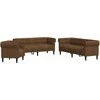 Sofa Sofos komplektas, 3 dalių, rudos spalvos, audinys