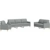 Sofa Sofos komplektas, 3 dalių, šviesiai pilkos spalvos, audinys