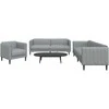 Sofa Sofos komplektas, 3 dalių, šviesiai pilkos spalvos, audinys