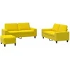 Sofa Sofos komplektas, 3 dalių, šviesiai geltonos spalvos, audinys