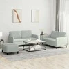 Sofa Sofos komplektas, 3 dalių, šviesiai pilkos spalvos, aksomas