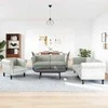 Sofa Sofos komplektas, 3 dalių, šviesiai pilkos spalvos, aksomas
