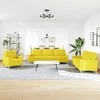 Sofa Sofos komplektas, 3 dalių, šviesiai geltonos spalvos, audinys
