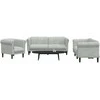 Sofa Sofos komplektas, 3 dalių, šviesiai pilkos spalvos, aksomas