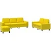 Sofa Sofos komplektas, 3 dalių, šviesiai geltonos spalvos, audinys