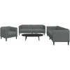 Sofa Sofos komplektas, 3 dalių, tamsiai pilkos spalvos, audinys