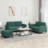 Sofa Sofos komplektas, 3 dalių, tamsiai žalios spalvos, aksomas