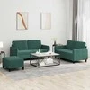 Sofa Sofos komplektas, 3 dalių, tamsiai žalios spalvos, aksomas