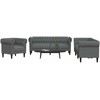 Sofa Sofos komplektas, 3 dalių, tamsiai pilkos spalvos, audinys