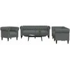 Sofa Sofos komplektas, 3 dalių, tamsiai pilkos spalvos, audinys